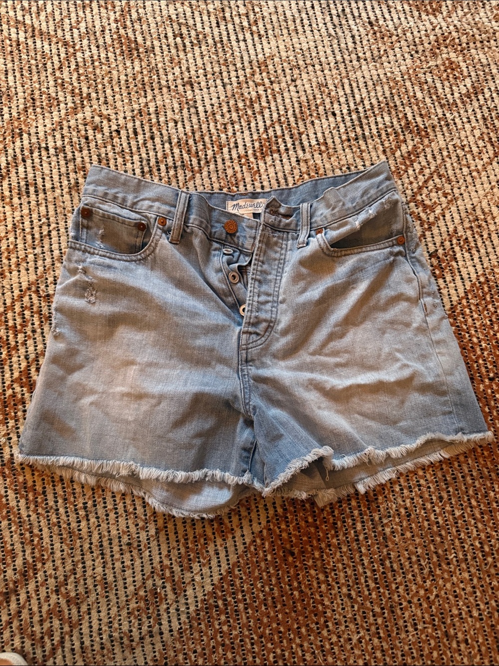 Madewell Light Wash Button-Front Denim Shorts
